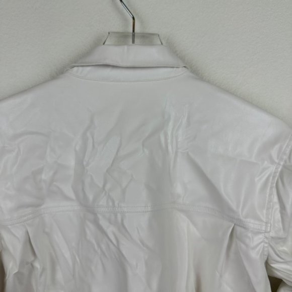 WeWoreWhat Vegan Leather Boyfriend Shirt in Ivory - Picture 9 of 10
